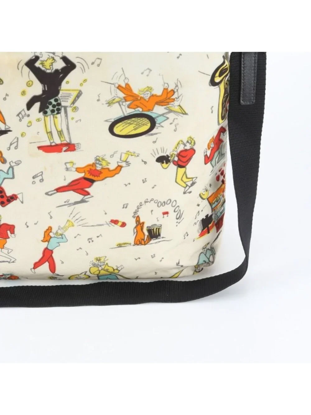 Prada Tessuto Nylon Musical Instrument Motif Print 2-Way Shoulder Bag Crossbody